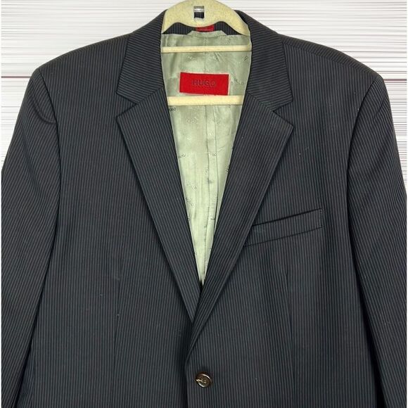 HUGO by HUGO BOSS Wool Striped Single Breasted Blazer Two Button Suit Jacket 42R - Picture 3 of 16